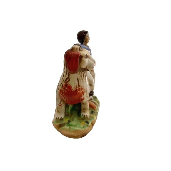 Boy with his Huge Pet Dog Figurine Staffordshire Style Vintage Decor - Picture 7 of 10
